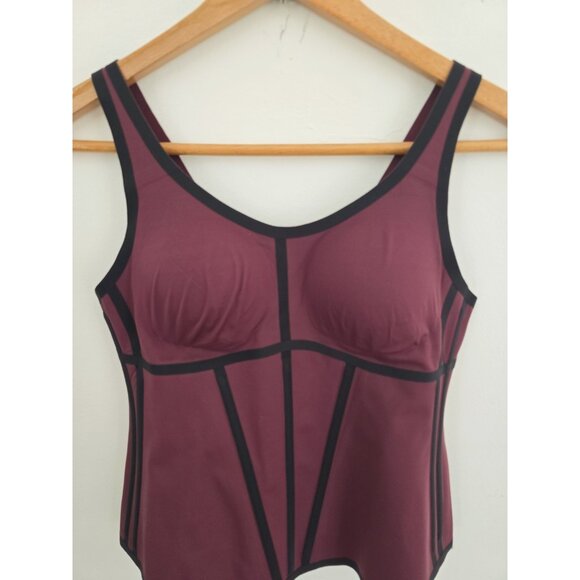 Honeylove Boldness Tank Compression Top Shapewear Wireless Cups Burgundy Red XL - Picture 2 of 11